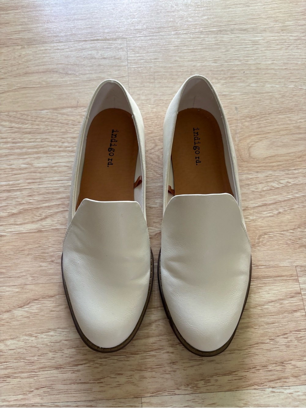 Indigo Cream Leather Slip-On Flats